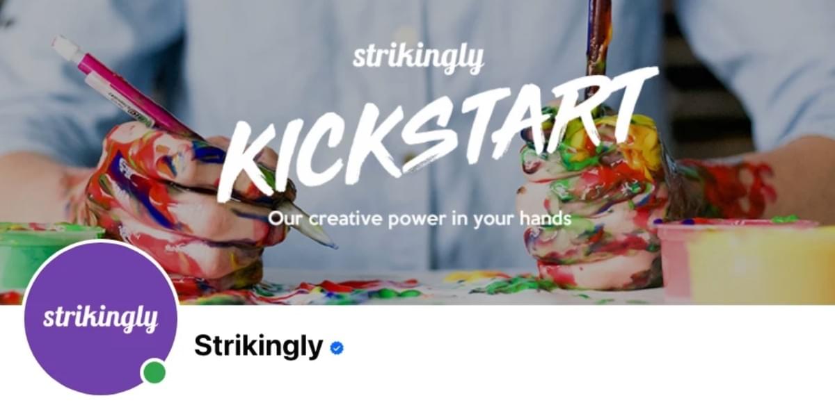 Página do Facebook da Strikingly