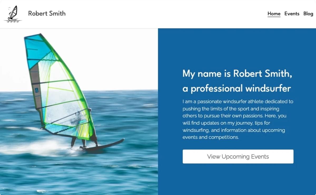 Template Windsurfer da Strikingly