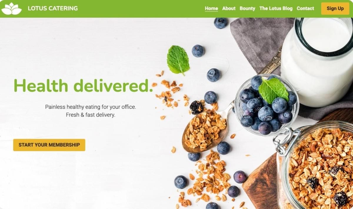 Lotus Catering Vorlage von Strikingly