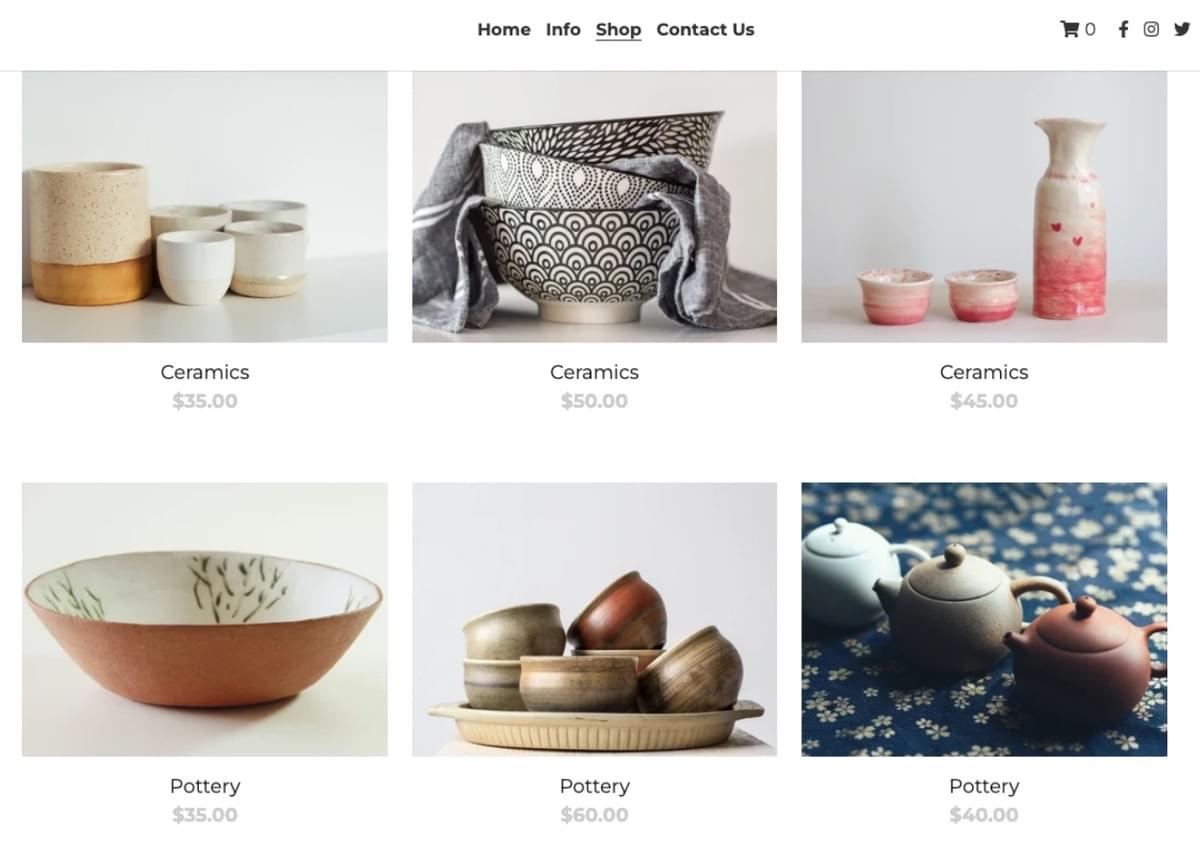 Modelo de loja Dine Fine da Strikingly