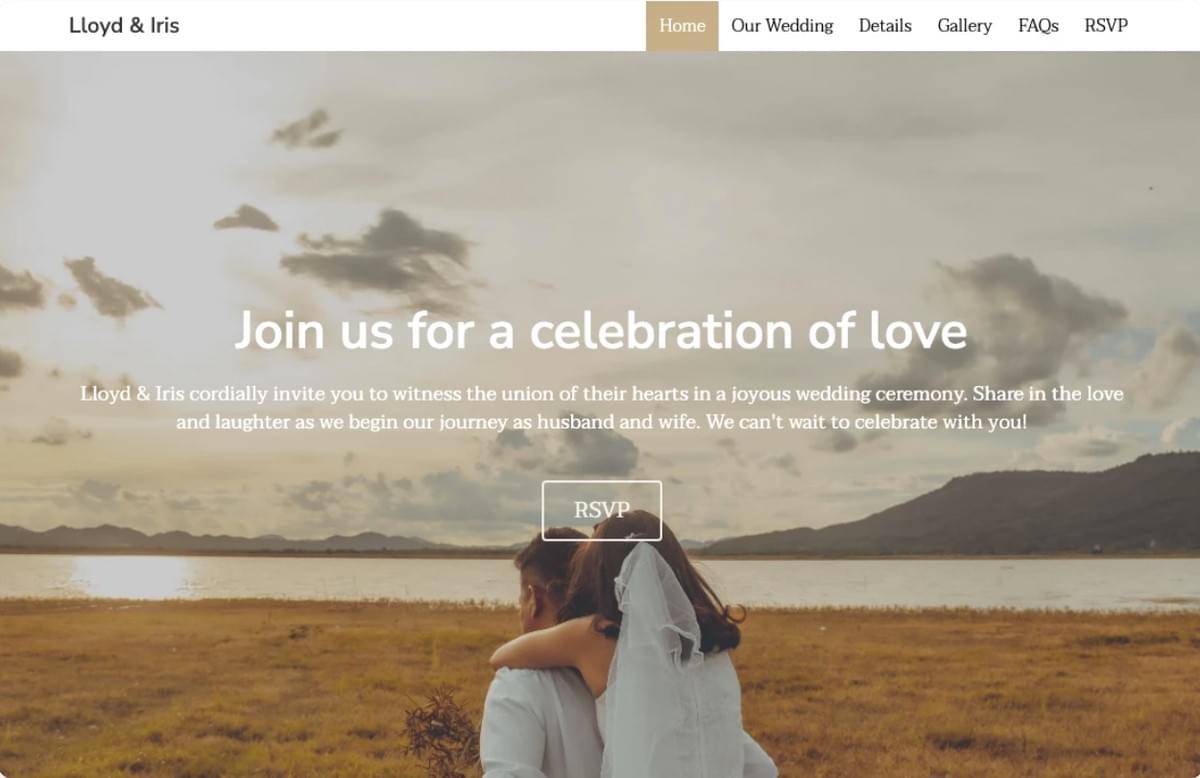 Template de Casamento Lloyd & Iris do Strikingly