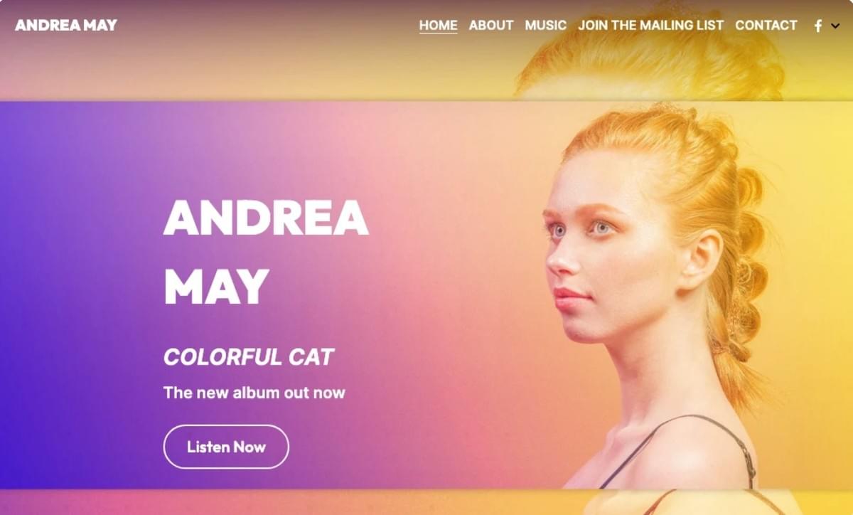Andrea May Influencer Template van Strikingly
