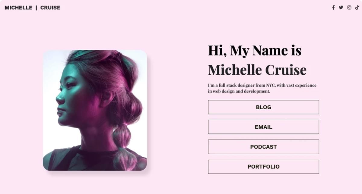 Bio Link Template van Strikingly