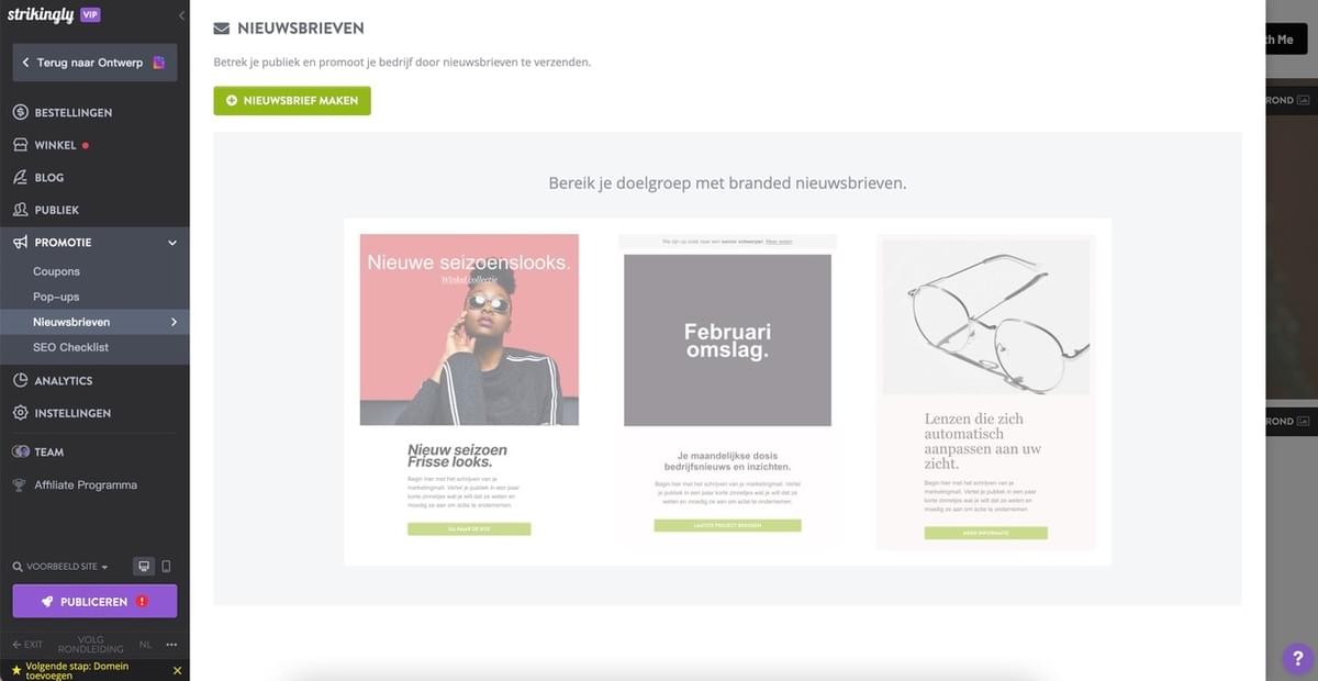 Strikingly Nieuwsbrief Kenmerk