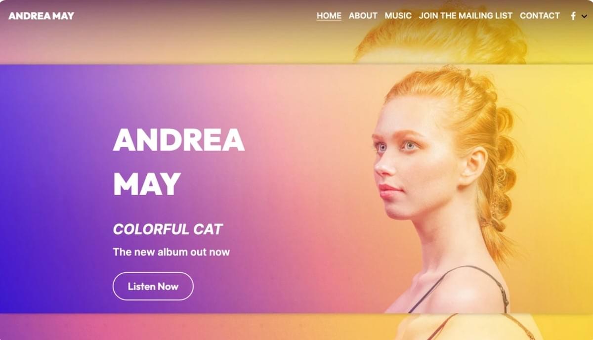 Modelo Andrea May do Strikingly