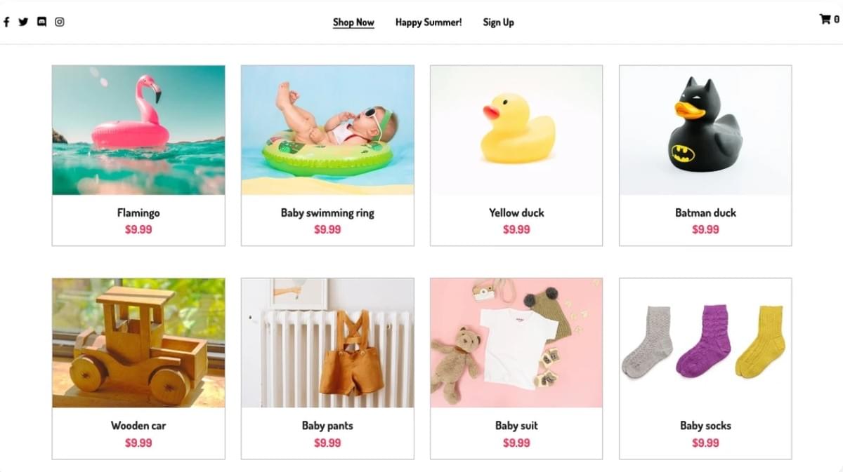 Peggi Online-Shop Vorlage mit Strikingly