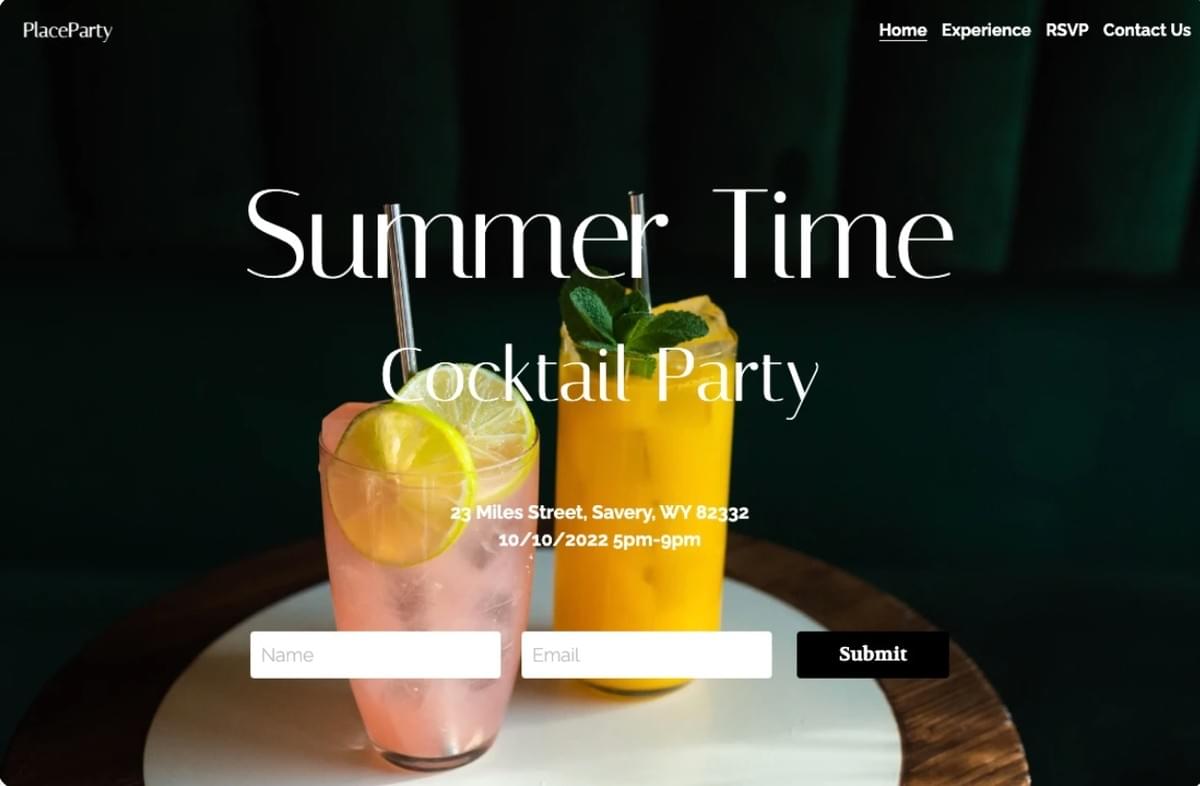 PlaceParty Sjabloon van Strikingly