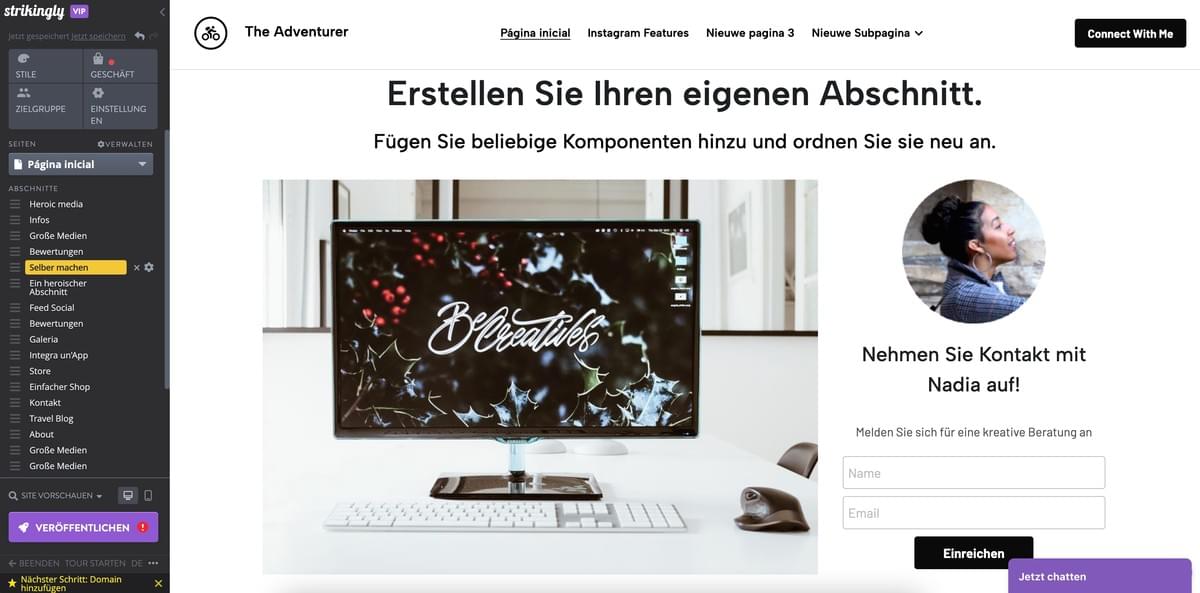 Strikingly Erstellen Sie Ihren eigenen Abschnitt