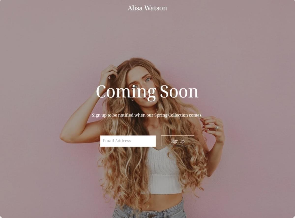 Modelo de Página em Breve do Strikingly