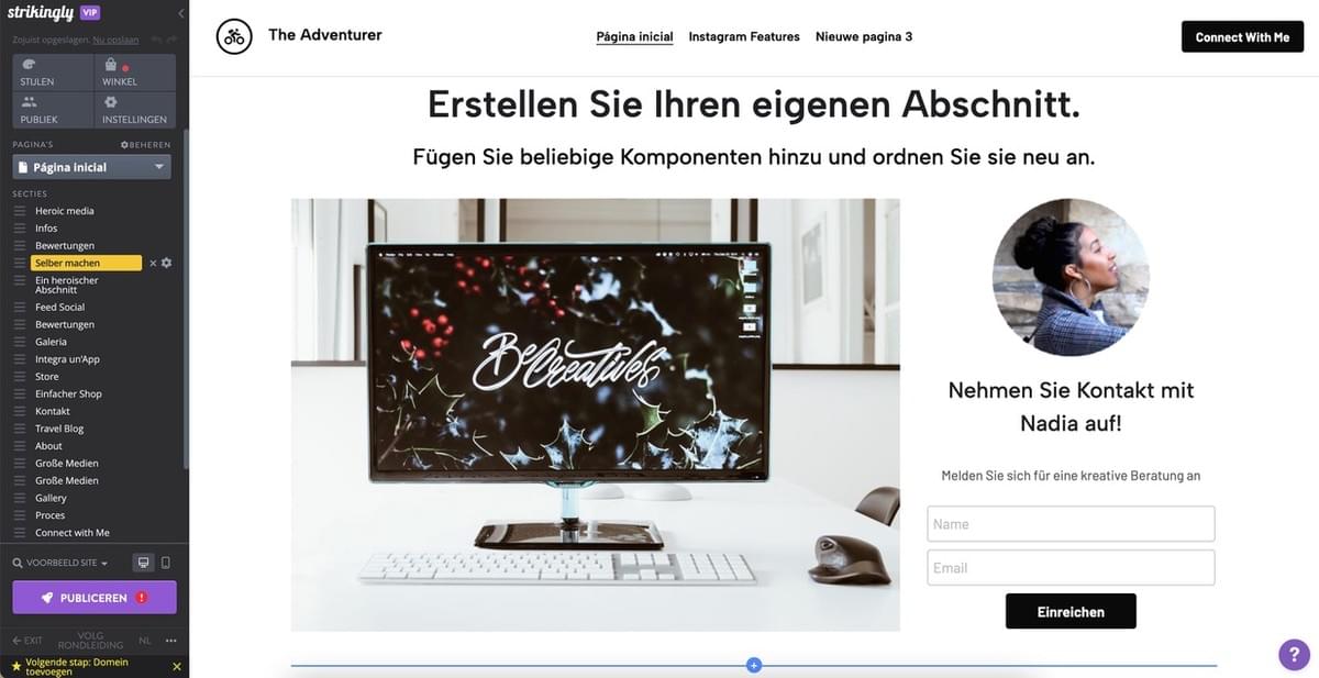 Strikingly Slepen en Neerzetten Editor