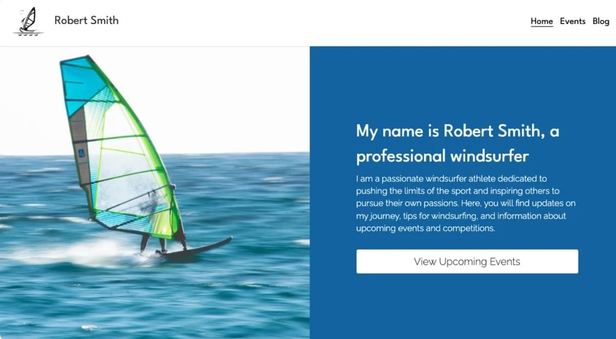 Windsurfer-Vorlage von Strikingly