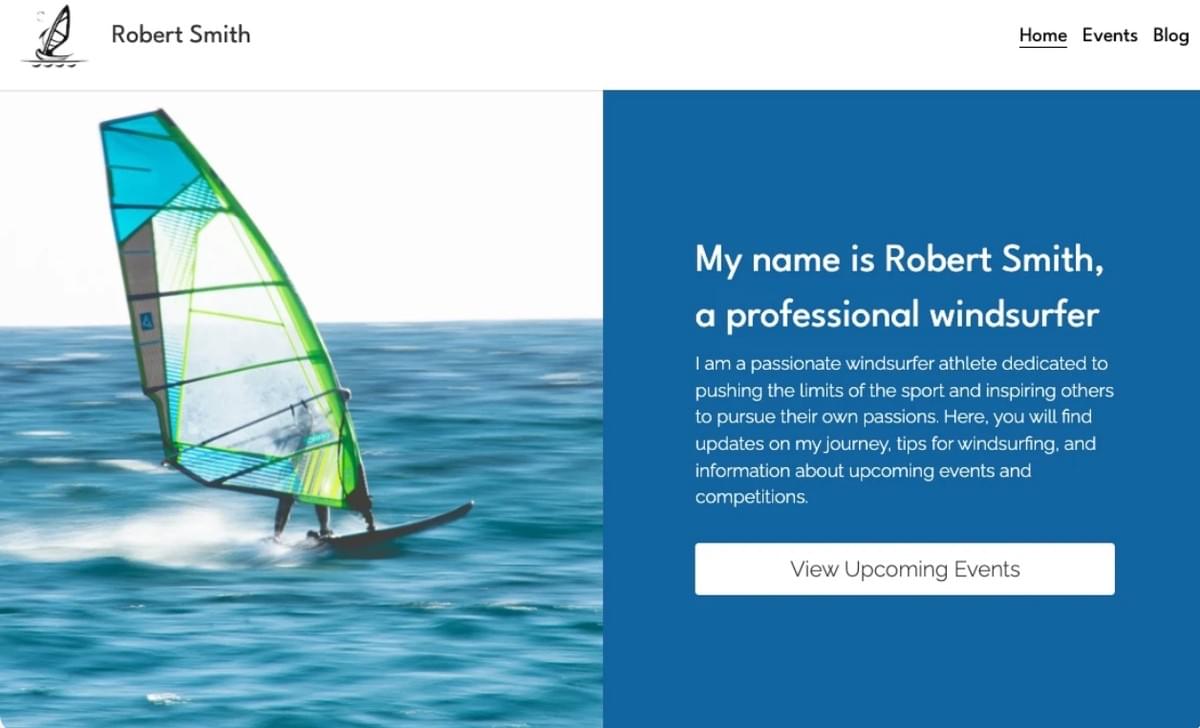 Windsurfer-sjabloon van Strikingly