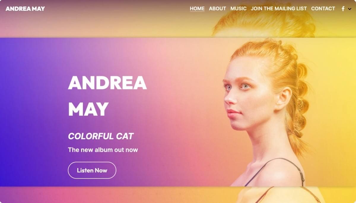 Andrea May-sjabloon van Strikingly
