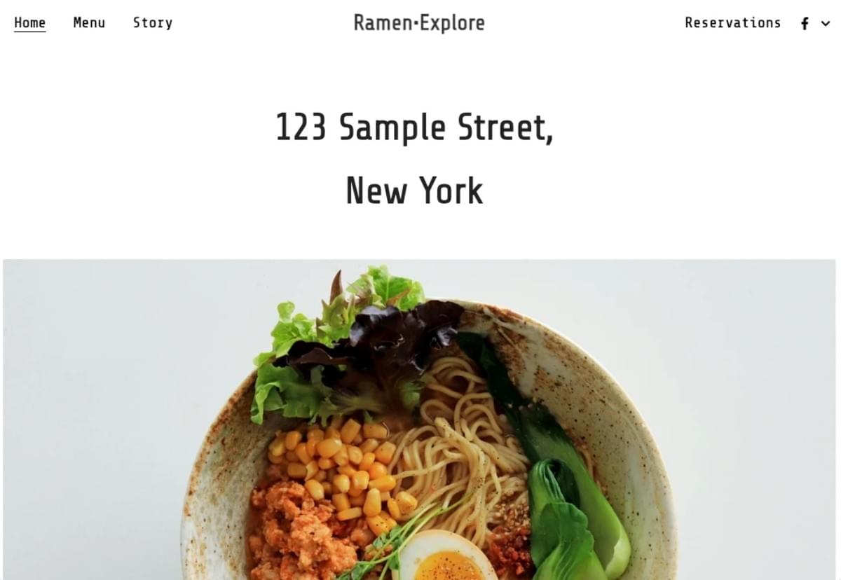 Template Ramen Explore da Strikingly