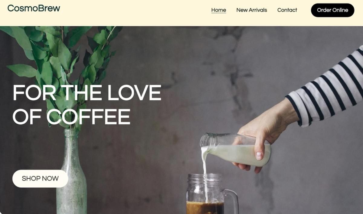 CosmoBrew Zakelijke Sjabloon van Strikingly