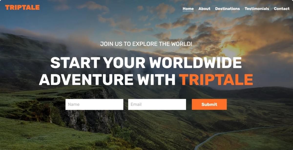 Modelo TripTale da Strikingly