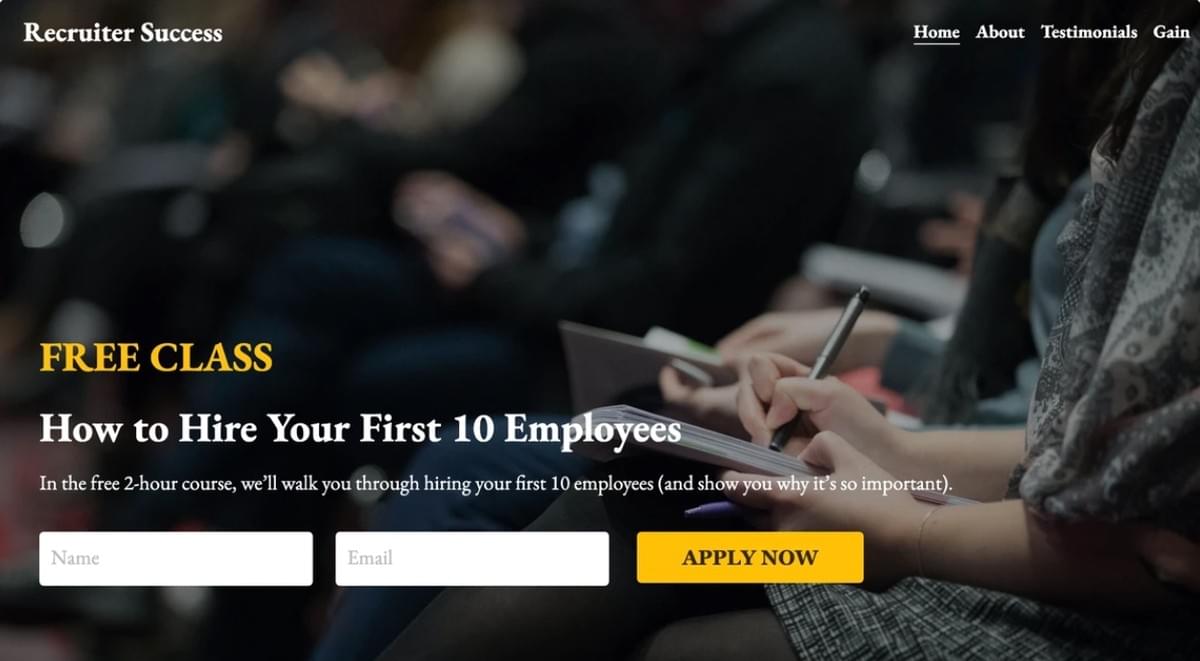 Modelo de Sucesso para Recrutadores da Strikingly