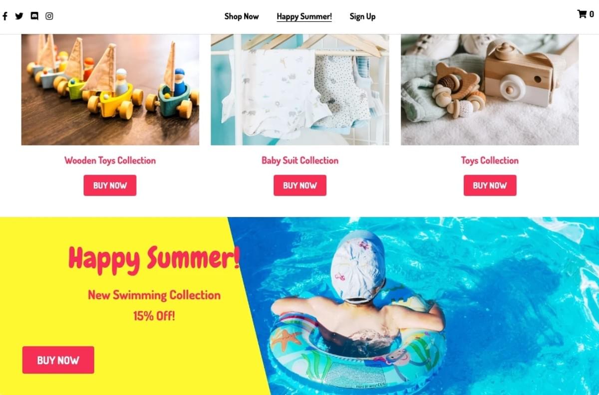Template de Loja Online Peggi do Strikingly