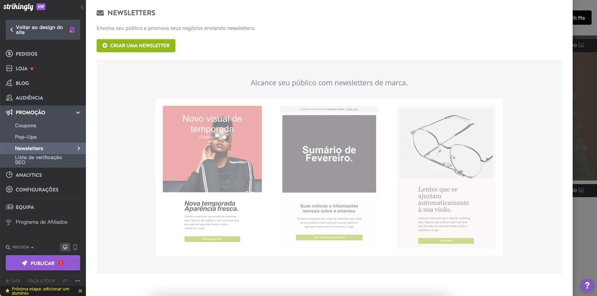 Ideias para Lead Magnets: Recurso de Newsletter do Strikingly