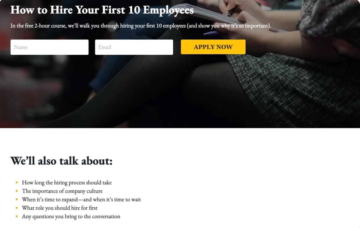Succesvol wervingssjabloon van Strikingly