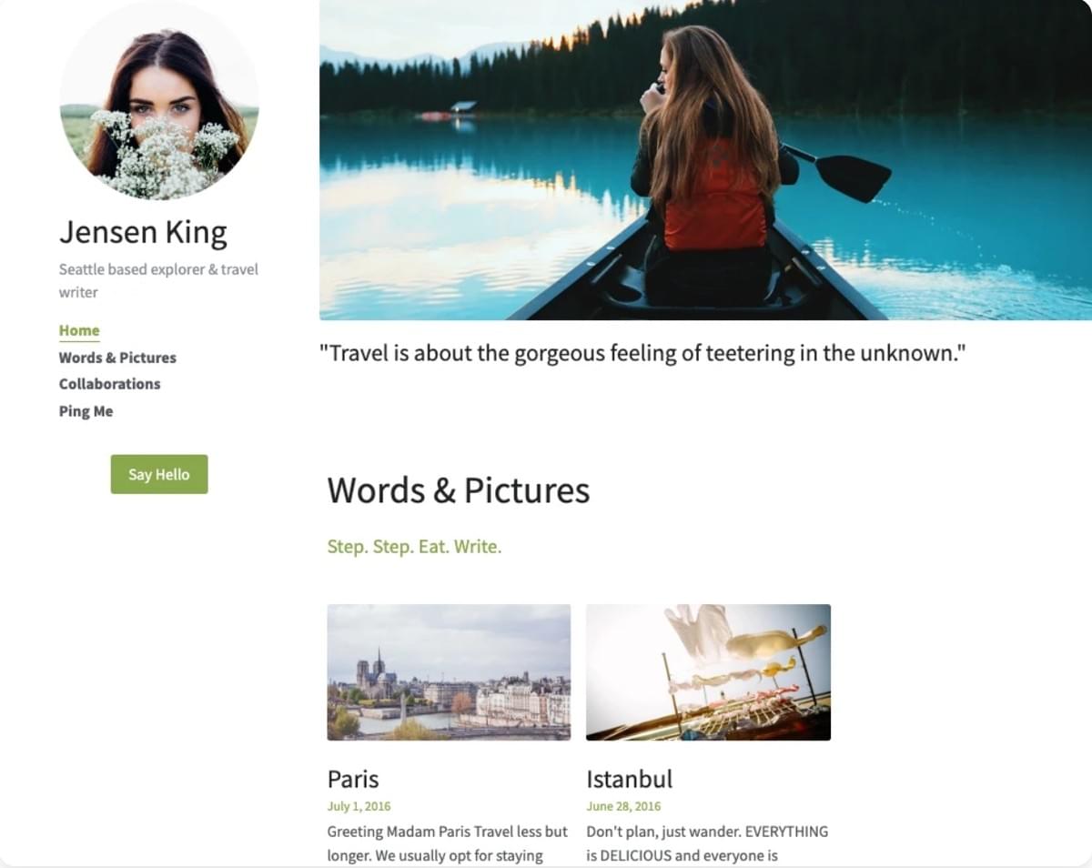 Jensen King Digital Creator Template von Strikingly