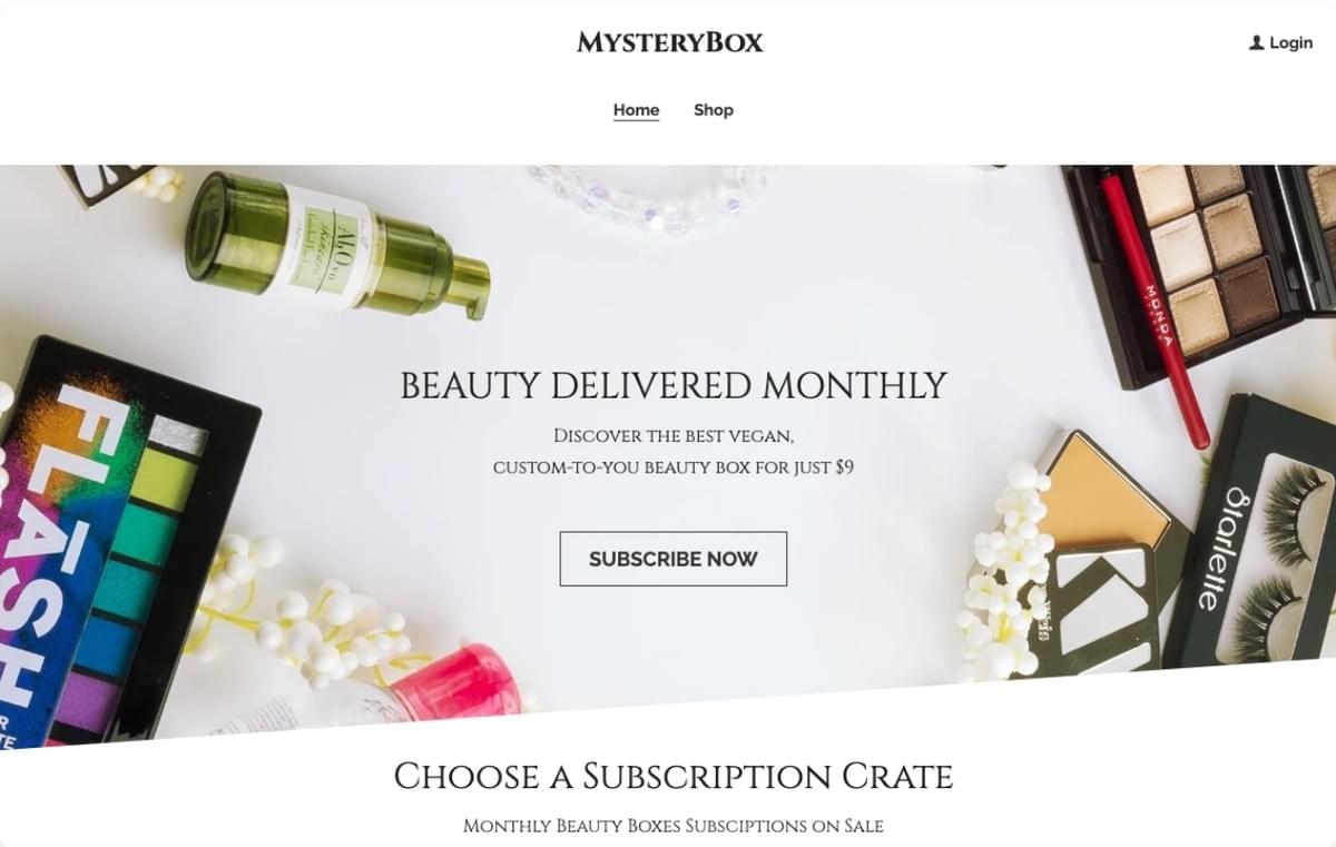 Mystery Box Online winkel sjabloon met Strikingly