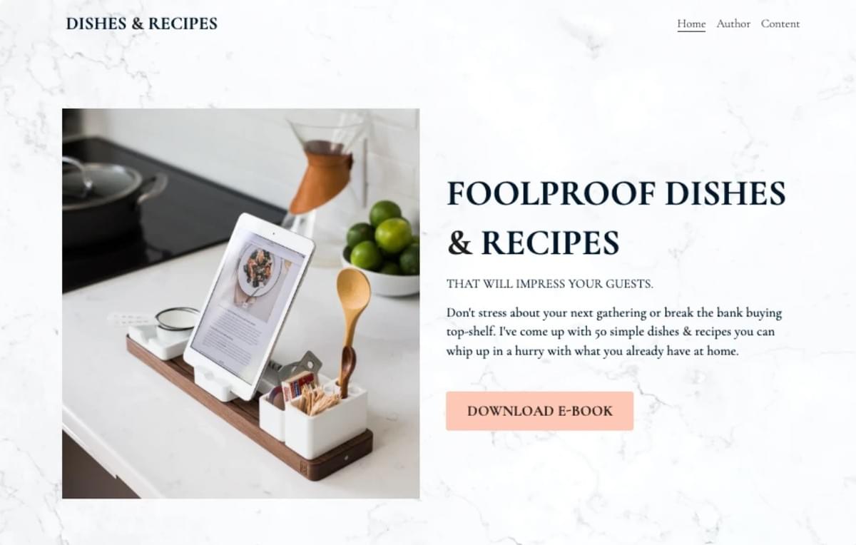 Gerechten & Recepten Digitale Download Sjabloon van Strikingly