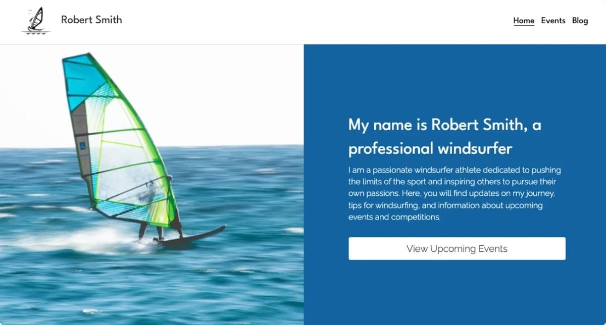 Windsurfer-sjabloon van Strikingly