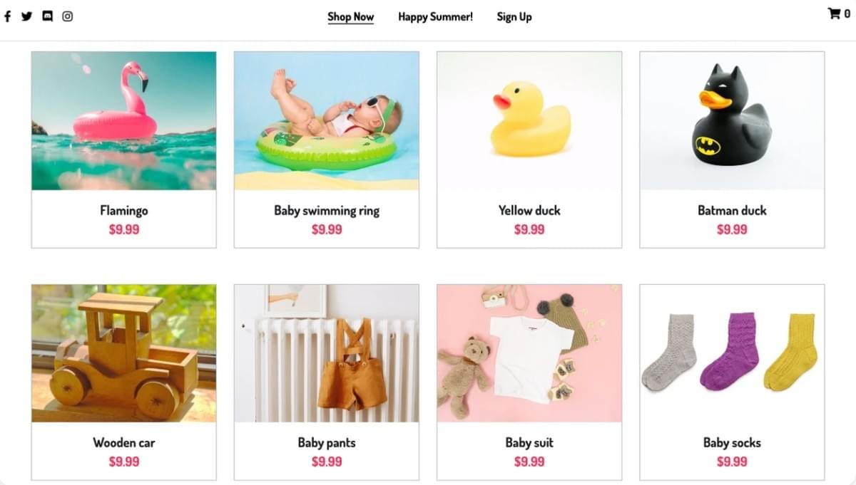 Peggi Online Winkel Sjabloon van Strikingly