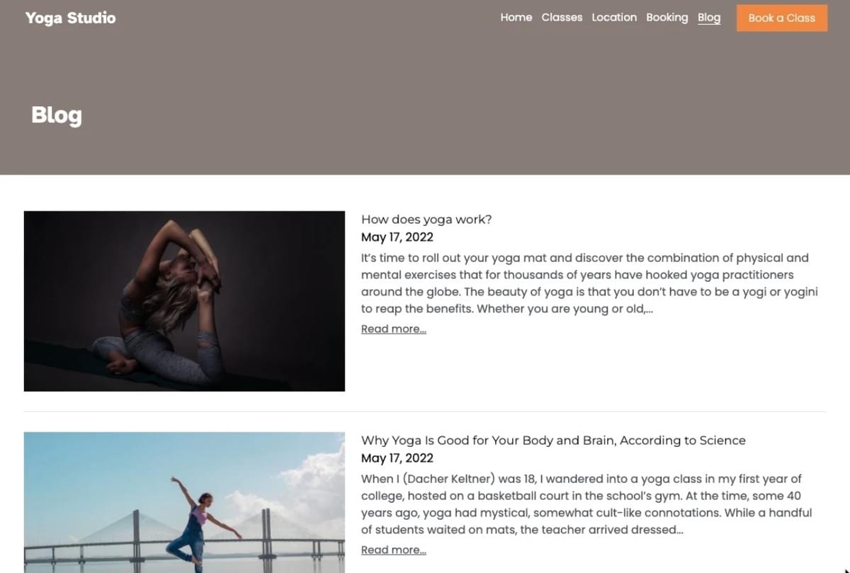 Template de Yoga da Strikingly