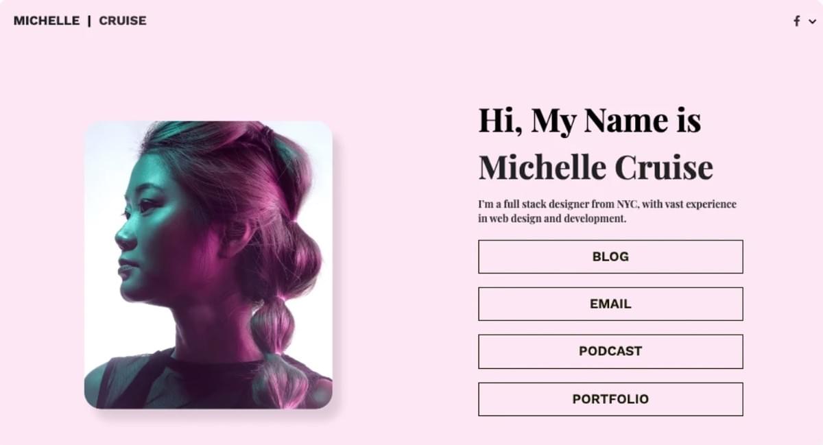 Michelle Cruise Template van Strikingly