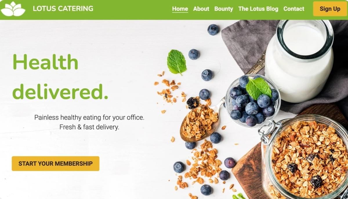 Lotus Catering Template von Strikingly