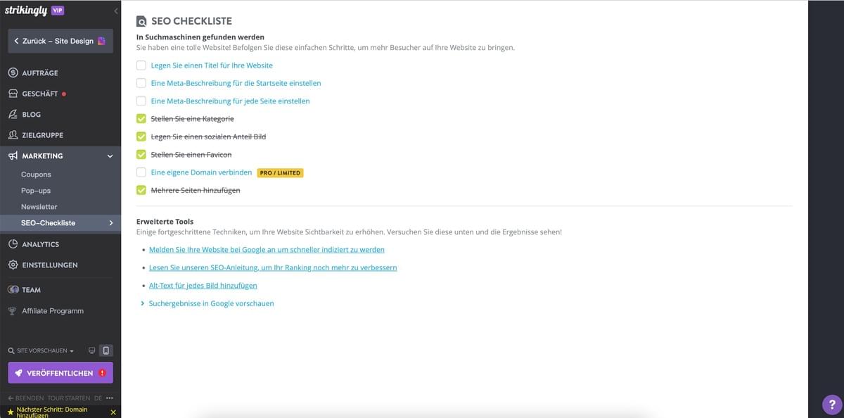 Auffallende Website-Vorlagenfunktionen für SEO und verbesserte Benutzererfahrung - SEO-Einstellungen