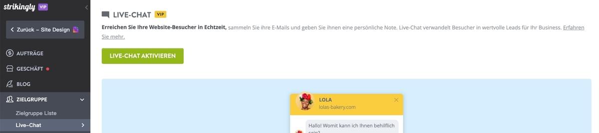 Live-Chat aktivieren