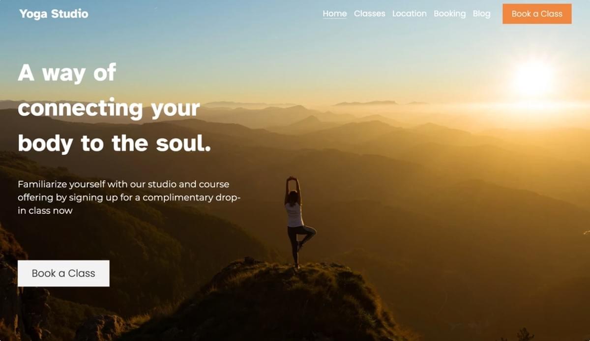 Template de Estúdio de Yoga do Strikingly