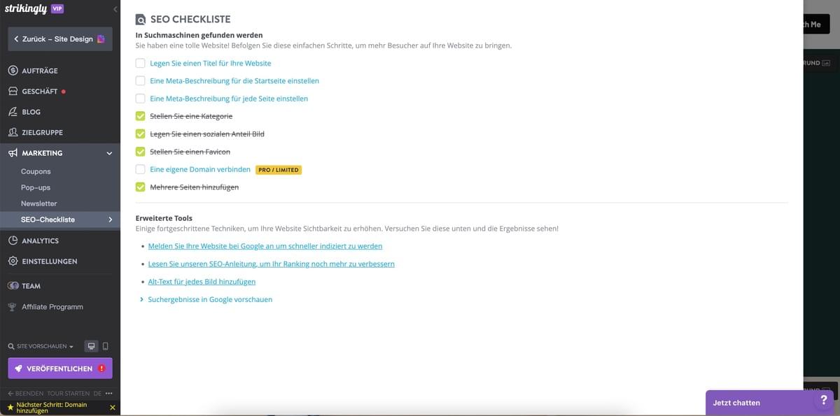 Schritte zum Schreiben eines Blogbeitrags auf Strikingly – Optimieren für SEO