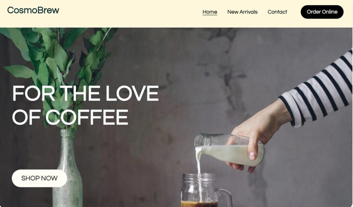 Template CosmoBrew da Strikingly