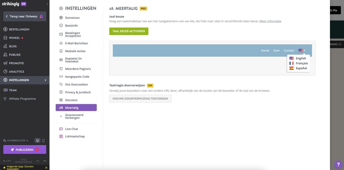 Geotargeting met Strikingly -  Taaldoelgroep