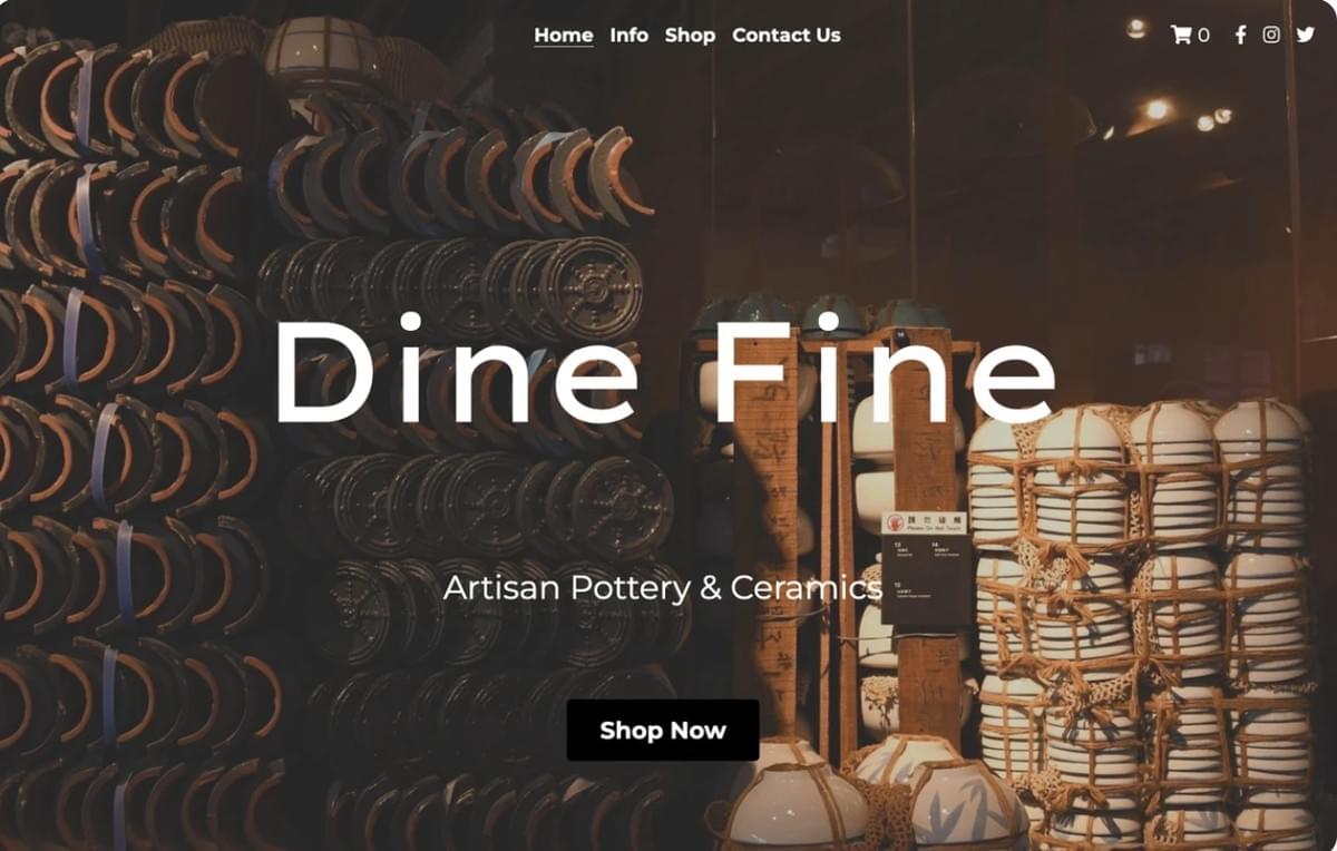 Dine Fine Template van Strikingly