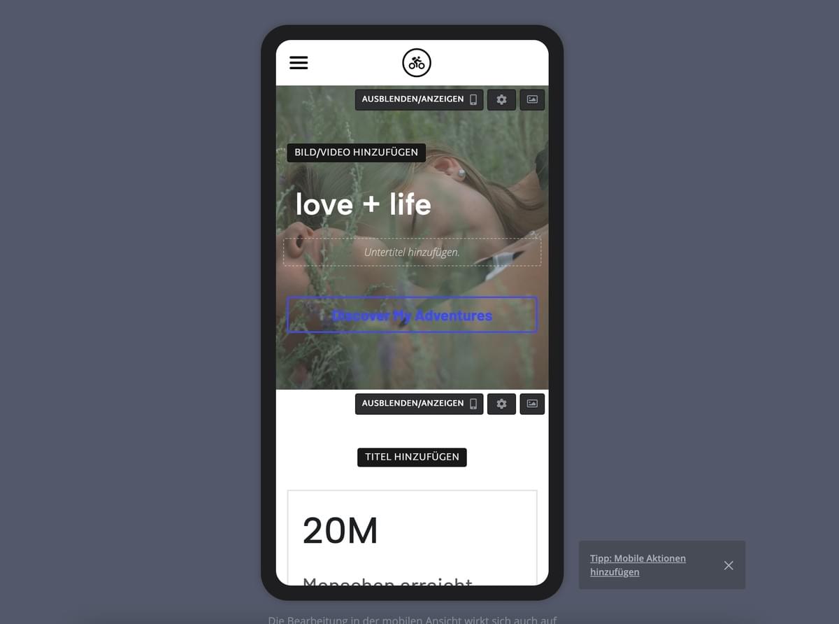 Homepage-Design mit Strikingly – Mobile Optimierung