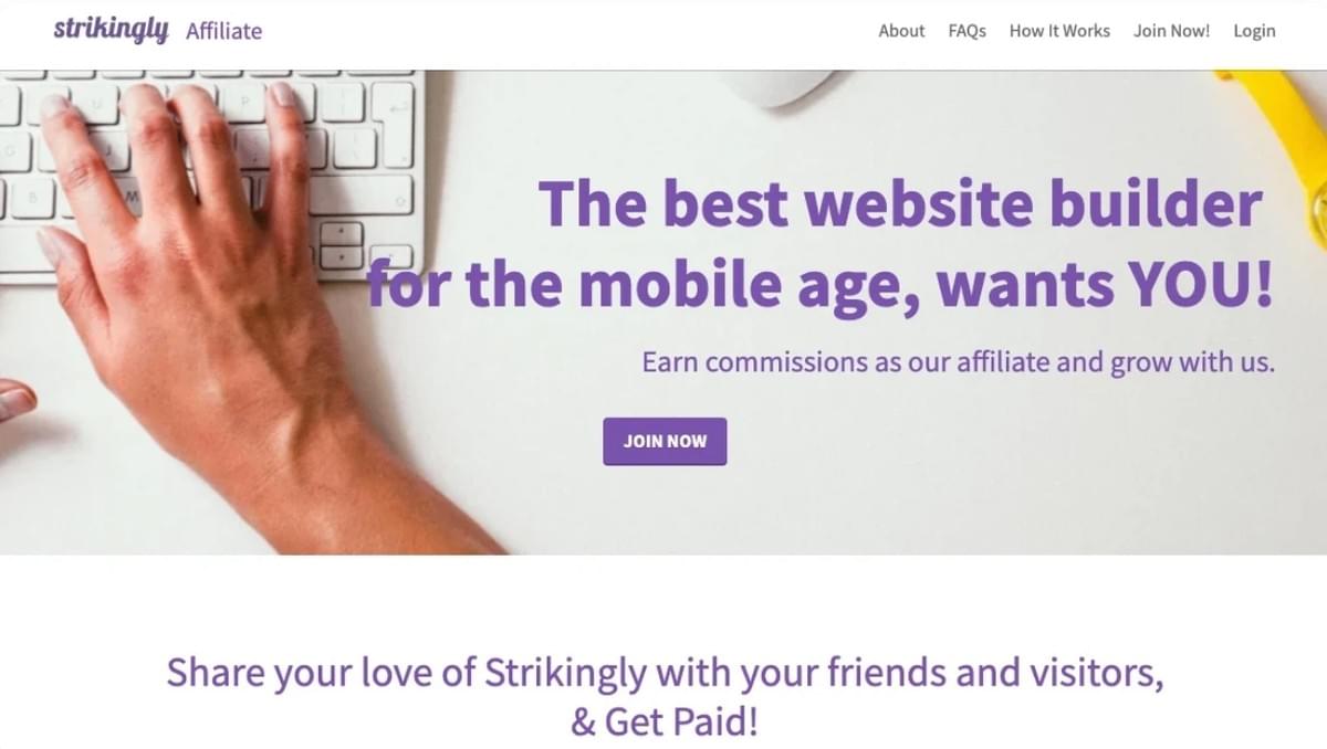 Site de Afiliados Strikingly