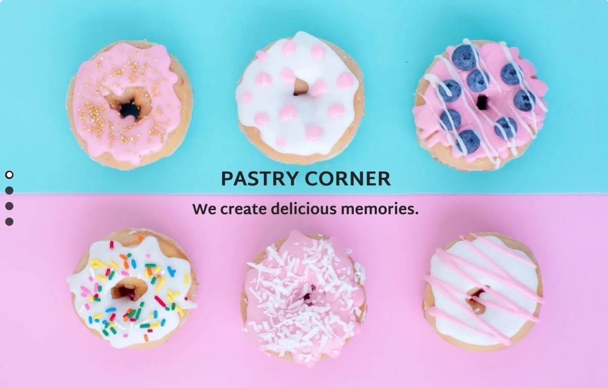 Template Pastry Corner da Strikingly