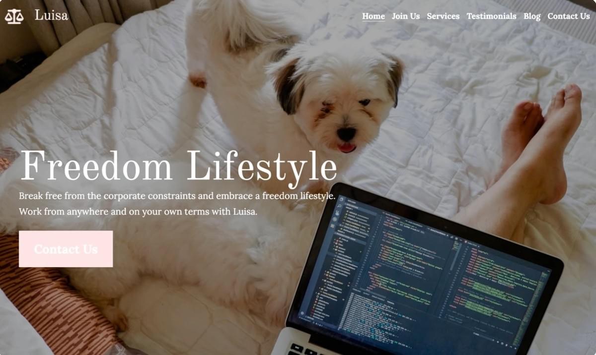 Freedom Lifestyle Template van Strikingly