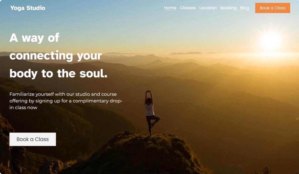 Yoga sjabloon van Strikingly