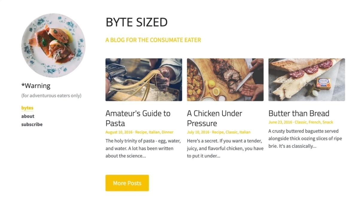 Modelo de Blog em Tamanho Byte da Strikingly