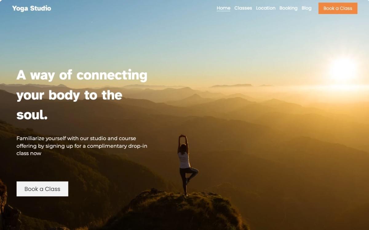 Yoga-sjabloon van Strikingly