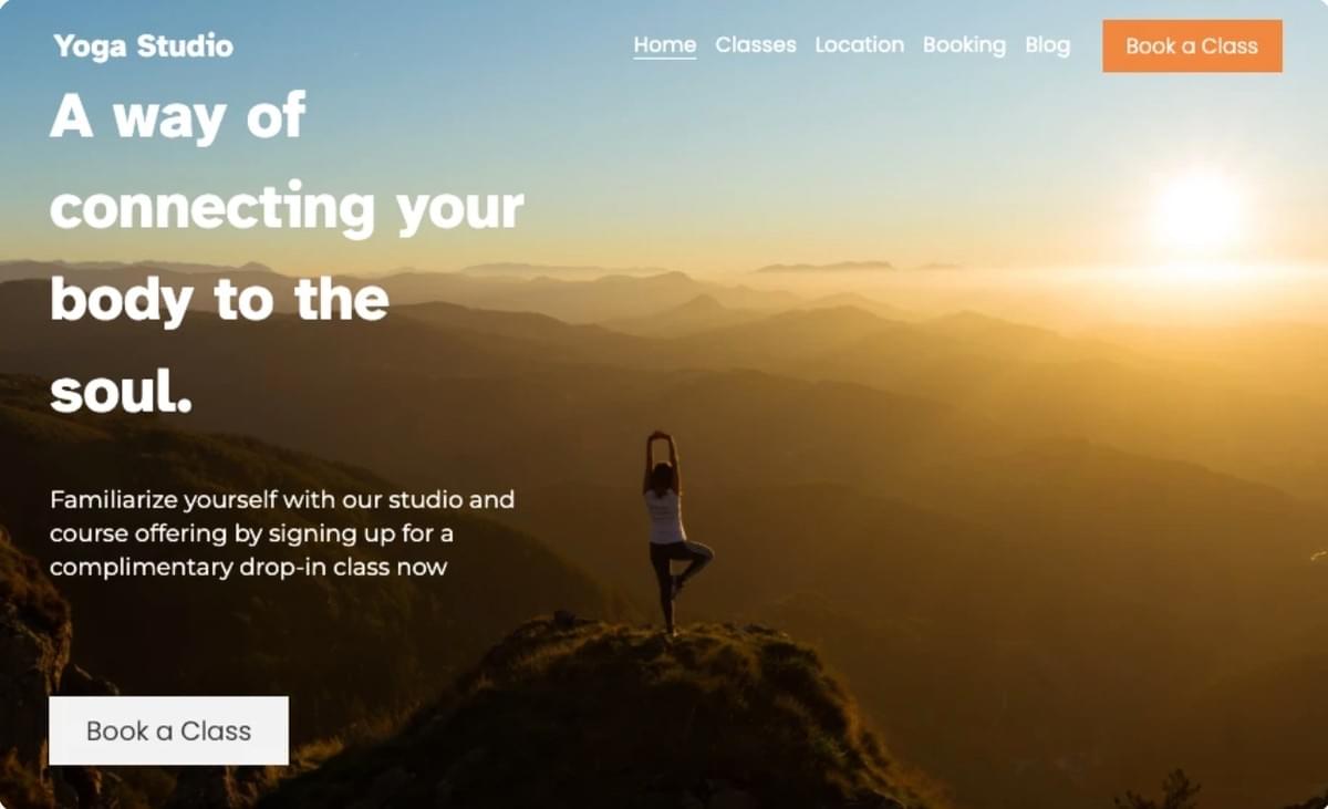 Yoga Bedrijfssjabloon van Strikingly