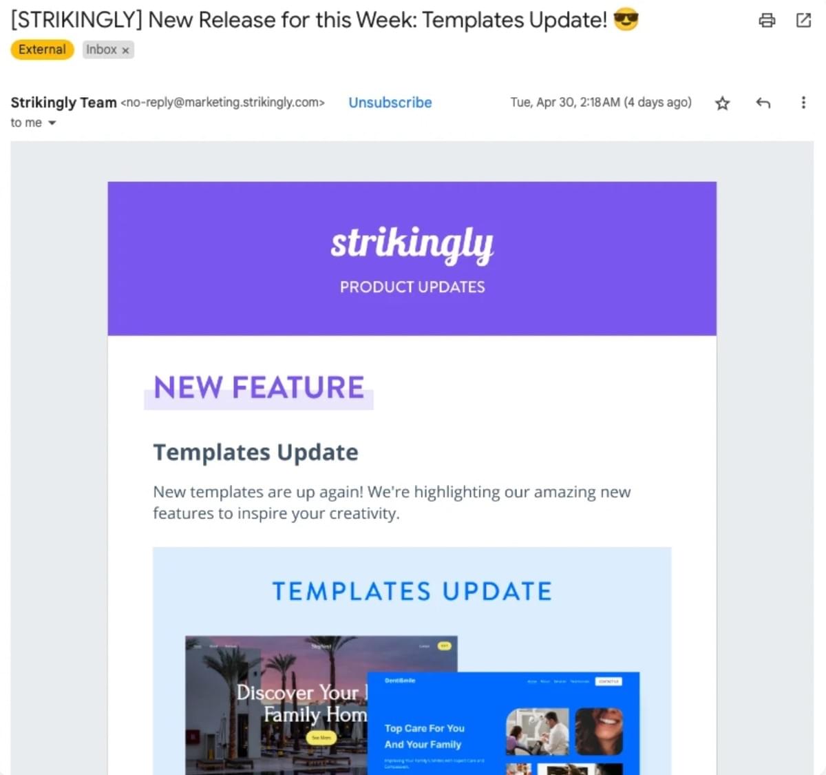 E-mail de Marca Strikingly Boletim Informativo