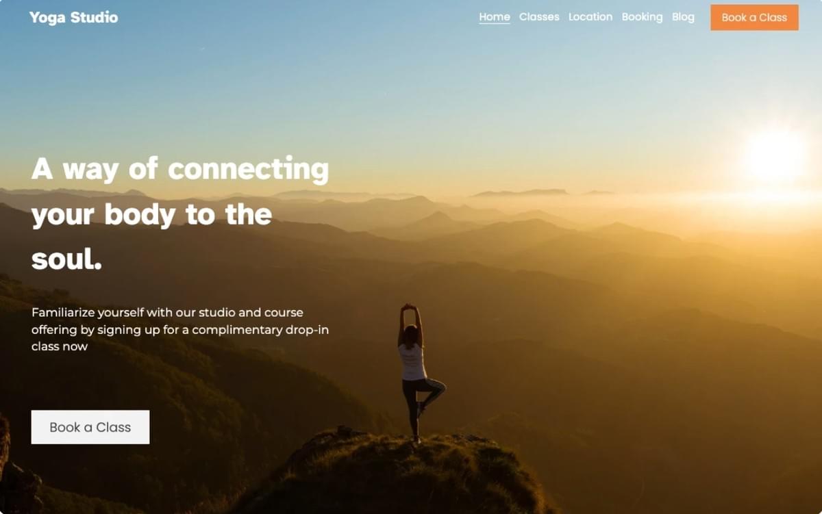 Yoga-sjabloon van Strikingly