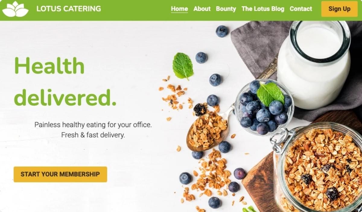 Template Lotus Catering da Strikingly